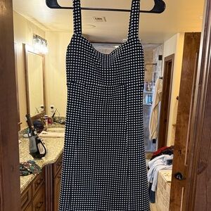 Black and White Tie Back Checkered Dress
